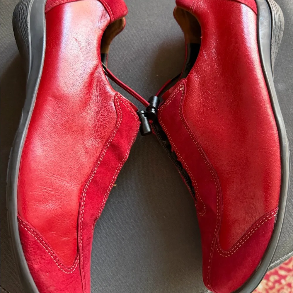 Paul Green Red Leather Women's Loafers - Picture 3 of 16
